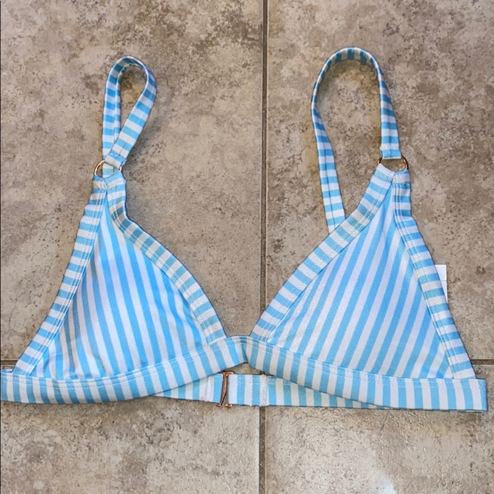 LA HEARTS STRIPPED TRIANGLE SWIM TOP